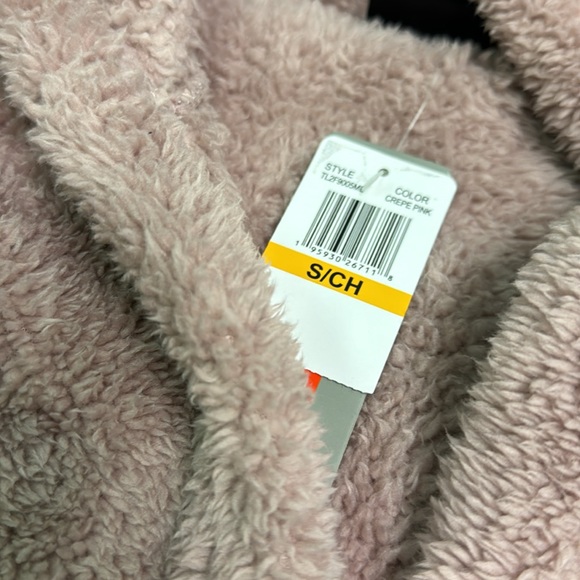 32 Degrees Women's Hooded Sherpa Crepe Pink Drawstring Cardigan Size Small NWT - Picture 4 of 5